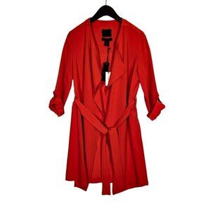 $485 Maison Cinqcent Women's Coat Small Pumpkin Orange Fall Stretch Open Trench